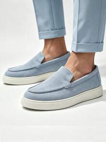 Men's Casual Shoes Suede Loafers Classic British Style Lightweight Soft Flat Shoes - Blue - View 1