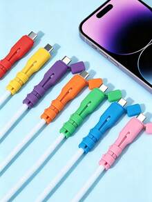 USB-C Charging Cable Protector, Anti-Breakage Protective Shell, Anti-Breakage Cable Organizer, Data Cable Protector, Suitable For Smartphones, Tablets And Laptops, Suitable For USB-C Charging Cables And Data Cables - Multicolor - View 2