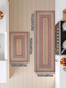 DAJIANG 1pc Colorful Striped Woven Long Runner Rug, Suitable For Bathroom, Kitchen, Outdoor, Hallway, Bedroom, Living Room, Machine Washable Easy To Clean, Non-Slip Entryway Mat, Bedroom Decor Carpet Accessory - Multicolor - View 13