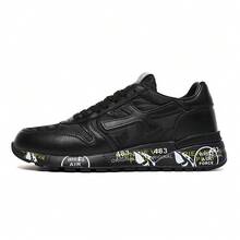 Men's Retro Color Block Suede Panel Sneakers Breathable Mesh Casual Running Shoes Non-Slip Printed Sole Fashion Walking Trainers - 邇富大米全黑 - 查看 3