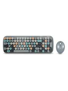 Redlemon Retro Vintage Wireless Keyboard And Mouse USB - View 1