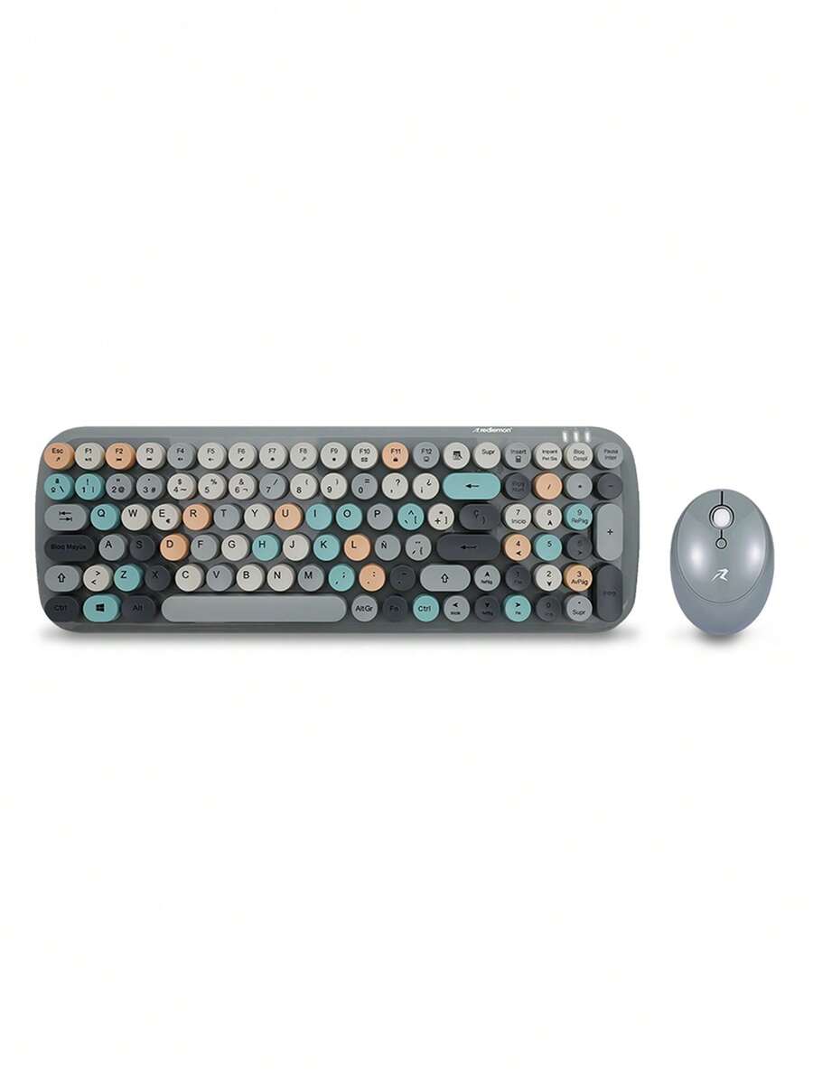 Redlemon Retro Vintage Wireless Keyboard And Mouse USB - View 1