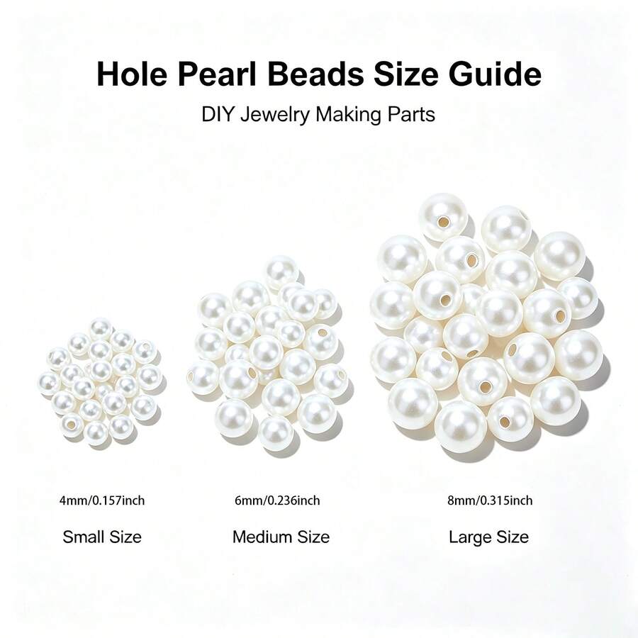 High Brightness Faux Pearl DIY Handmade Jewelry Accessories With Perforated Beads 4-8mm Mixed Loose Bead Material Round Beads. - SET - View 1