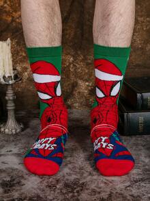 1/3 Pairs Disney Spider-Man Mid-Calf Socks, Unisex Men's Socks, Winter Christmas Funny Gift Socks - Multicolor - View 4