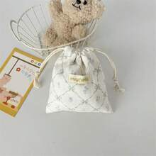Round Dot Diamond Grid Bow Small Floral Drawstring Pouch, Perfect For Storing Travel Toiletries, And Can Also Be Used As A Decorative Gift Bag Suitable For Storing Lipstick, Accessories, Cosmetics, And Small Items - Multicolor - View 15