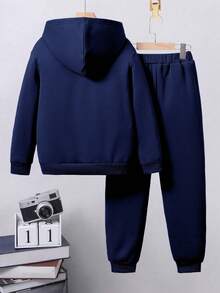 Tween Boy Car Print Hoodie And Sweatpants Set - Royal Blue - View 2