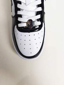 A BATHING APE Ape Brand Men's BAPE STA Low-Top Retro Style Casual Skate Shoes, Black & White - Black - View 9