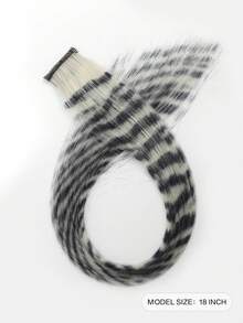 18 Inch 45 Cm Feather Hair Extensions Invisible Hair Extensions Wig Highlights Hair Clip Hair Extensions Even Black Striped Texture Gothic Style Multi-Color Festive Color Suitable For Beginners Easy To Wear And Beautiful Women'S - Multicolor - View 14