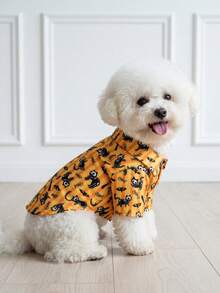 LUCKIE PAL 1pc Halloween Skeleton Dark Kitten Animal Print Cute Casual Fashion Pet Shirt With Buttons, Suitable For Cats And Dogs, Indoor And Outdoor - Multicolor - View 8