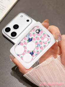 1pc Blueberry & Strawberry Pattern Lens Protector, Compatible With Phone 17 Pro/17 Pro Max, Cute & Exquisite Lens Decoration, Enhances Phone Overall Texture, Better Atmosphere For Photos, Tempered Glass High Definition Full Coverage, Scratch-Resistant & Wear-Resistant, Compatible With Phone Cases, Fashionable Small Gift For Girlfriend & Best Friend - Clear - View 11