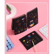 Art Paper Coil Scratch Art Book, Colorful Portable Scratch Painting, Creative Thickened, 1 Book With 8 Pages, Includes 1 Bamboo Pen, Student DIY Free-Hand Drawing Book, Educational And Fun, Doodle Art Scratch Painting Book, Multiple Styles Available - Multiple - View 4