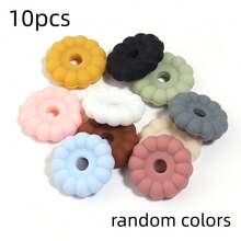 10pcs/Pack 12mm Round Striped Loose Beads, Morandi Multicolor Matte Frosted Silicone Flower Spacer Beads, Macaron Dopamine Style, DIY Bracelet Phone Charm Handmade Craft Accessories Materials - Round Striped Beads - View 11