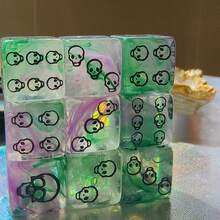 10pcs/Set Colorful Transparent Dice With Skull Pattern, Suitable For Tabletop Games, Shiny Resin Gift, Role-Playing Enhancement Equipment - Multicolor - View 14