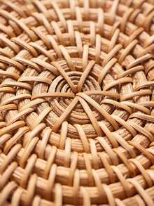 1pc/5pcs Round Woven Rattan Heat-Resistant Coasters, Heat-Resistant Pot Mats, Suitable For Kitchen And Dining Room. Wooden Storage Tea Set Accessories, Suitable For Valentine's Day, Wedding, Birthday And Other Occasions. - Multicolor - View 5
