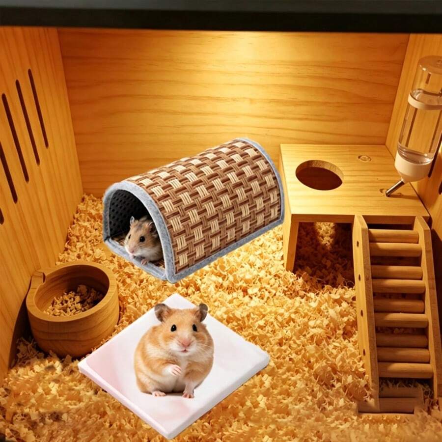 1pc Natural Grass Mat Nest, Summer Cooling Bed For Hamsters, Golden Hamsters And Small Pets, Durable Shelter - View 1