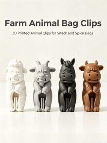 3D Printed Animal Farm Bag Clips, Cute Refrigerator Magnets, Moisture-Proof Sealing Clips, Kitchen Snack & Seasoning Storage Accessories - Multicolor - View 3