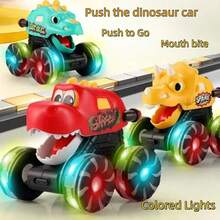 Children's Press-Down Inertia Light-Up Dinosaur Car, Monster Big Foot Cartoon Sliding Toy, Parent-Child Interactive Game, Suitable As Holiday Gift For Boys And Girls - Multicolor - View 7