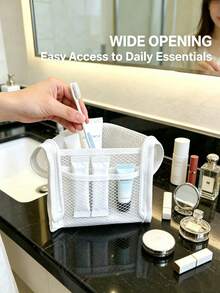 Compact Thickened Mesh Makeup Pouch, Octagonal Large‑Capacity Toiletry Organizer, Minimalist Portable Lipstick Storage Bag, Small Personal Item Pouch, Great For Daily Use, Travel, Business Trip & Back To School - Multicolor - View 3