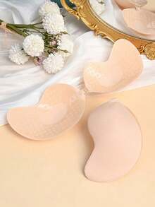 2 Pairs Seamless Invisible Push-Up Strapless Backless Front-Closure Self-Adhesive Silicone Breast Pads For Women (Black + Apricot) - Multicolor - View 5