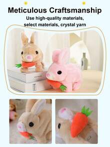 1pc Electric Plush Realistic Rabbit Toy, Cute Animal Model, Can Walk, Bark, Movable Ears, Adorable Pet Doll, Roleplay Holiday Gift - Multicolor - View 6