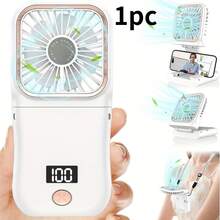Portable Handheld Mini Turbo Fan, USB Rechargeable Travel Personal Fan, Handheld/Neck-Hanging/Desktop 3-In-1 Foldable Quiet Cooling Fan, Suitable For Beach Vacation/Outdoor/Home/Office - Multicolor - View 10