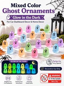 1/50pcs Halloween Ghost Figurines, Glowing Ghost Models, Ghost Decorations, Luminous, Halloween Ghost Decor, Suitable For Fairy Garden, Outdoor Landscape, Halloween Party Decoration - Multicolor - View 3