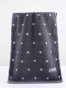 1件與3件組愛心刺繡棉質毛巾，愛心形緹花浴巾，超柔軟高吸水花卉圖案浴室裝飾，情人節禮物，適用於居家、泳池與日常使用 - 灰色 - 查看 6