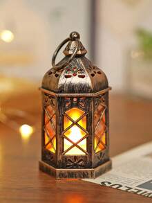 1pc Handheld LED Decorative Lantern, Desktop Decor Small Table Lamp Ornament Prop - Pavilion-style - View 8