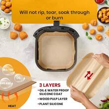 100/50/25pcs Disposable Square Air Fryer Liners, 6 Inch And 8 Inch Optional, Oil-Proof Non-Stick Baking Paper, Suitable For Cooking, Grilling, Outdoor Picnic, Kitchen And Baking Essentials - Square - View 10