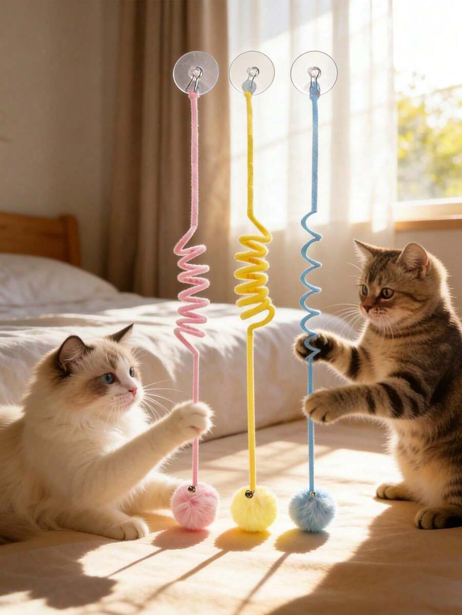 Cat Toy, Cat Spring Ball Retractable Spring Toy, Colorful Spring Tube, Interactive Rolling Ball Colorful Lively Spring Coil, Cage Mouse Spring Action Toy, Indoor Cat Pet Supplies, Durable And Sturdy, Encourage Cat Exercise, Random Color