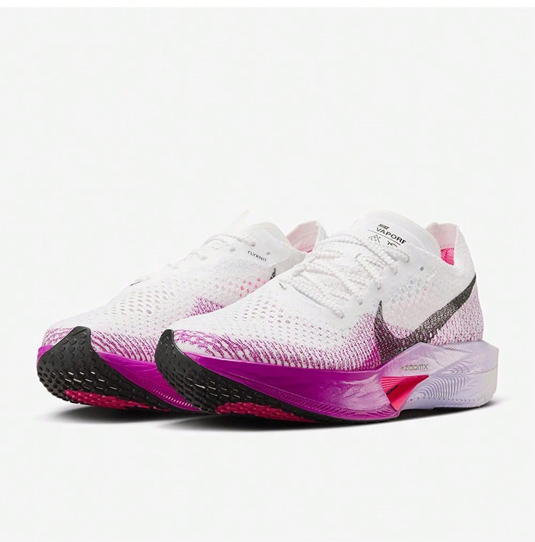 Nike New Women's ZOOM X VAPORFLY Cushioned Road Racing Running Shoes DV4130-104 - White Purple - View 1