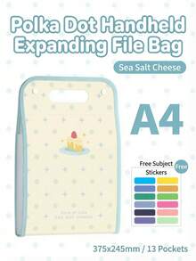 1pc Polka Dot A4 Expanding File Folder, Portable Handheld Accordion Document Organizer With Transparent Inserts, Large Capacity Exam Paper Storage Bag For Students, School Supplies, Folders For School - Multiple Options Available - View 8