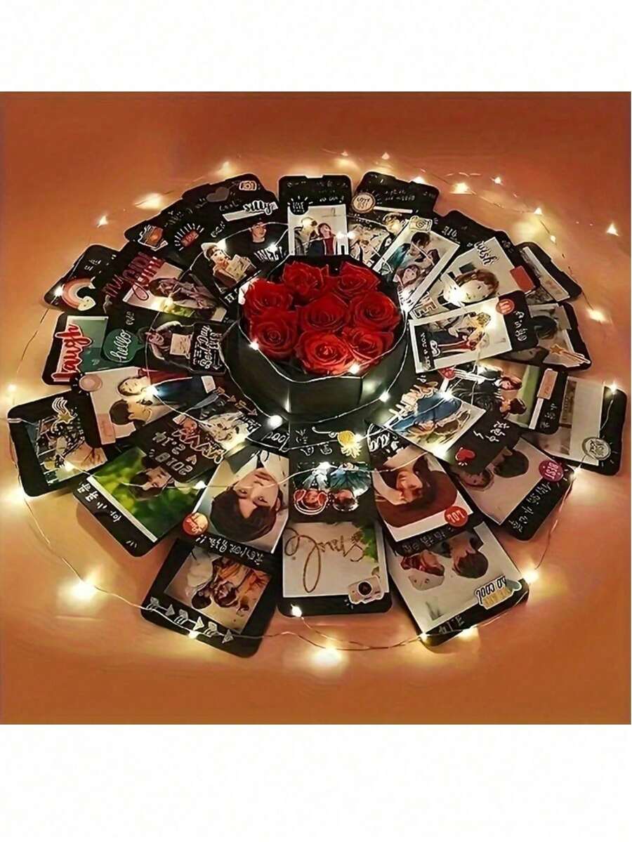 DIY Hexagon Explosion Photo Album Box, Multi-Layer Handmade Surprise Gift Box, Need Self Assembly, Self Adhesive Scrapbook Storage Box, Creative Photo Gift Accessory For Birthday, Wedding, Anniversary, Valentine's Day - Upgraded Version - View 1