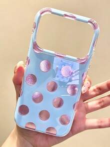 Simple Polka Dot Glitter Glacier Pattern Soft Phone Case Compatible With IPhone 18 Pro Max 17 Pro Max 16 Pro Max 16 Pro 16 15 14 13 Pro Max Minimalist Phone Protective High-End Anti-Fall Cover Gift - Blue Powder - View 2
