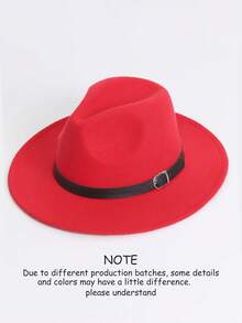 1pc Women's Flat Brim Hat, Polyester Fiber, Decorated With Faux Leather Belt Hatband, Solid Color Versatile, Casual Minimalist - MM2186 - View 4