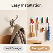 6pcs Creative Chili Pepper Kitchen Hooks, Self-Adhesive No-Drill Design, Strong Load-Bearing, Chili Shape, Suitable For Multiple Scenes, Can Hang Plastic Bags, Towels, Cleaning Cloths, Keychains And Other Daily Items - View 3