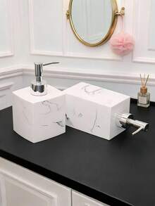 Bathroom Accessories Set,3PCS Bathroom Organizer White Modern Decor, Soap Dispenser And , Vanity Tray For Bathroom Countertop Modern Bathroom Decor - White - View 2
