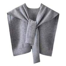1PC Thin Spring, Summer And Autumn Fashion Air-Conditioned Room Warm Knitted Shawl, High-End Solid Color Knitted Scarf, Sun Protection Shawl, Soft Skin-Friendly Loose Long Sleeve Multi-Function Women's Shoulder Wrap, Suitable For Daily Wear And Matching School - Black - View 8