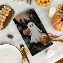 2/4/48pcs Halloween Series Moonlit Pumpkin Ghost Pattern Printed Kitchen Towels - Super Soft, Highly Absorbent Polyester Dish Cloths And Hand Towels, Perfect For Holiday Decor, Kitchen Decor, Party Decor. - Multicolor - View 11