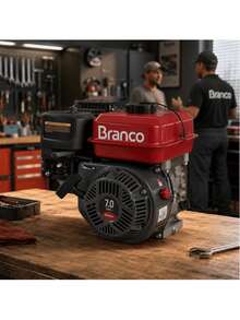 Motor a Gasolina Branco B4T-7.0L 7CV 212cc 4 Tempos com Polia Alumínio 2 Canais Eixo 3/4 - Vermelho - Visão 3