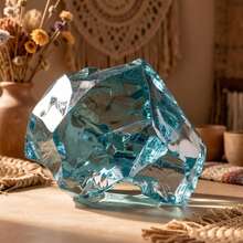 1pc - Bohemian Style Blue Andara Volcanic Glass Crystal - Raw Rough Stone, Suitable For DIY Handmade Single Atom Glass Beads, Cabochon Gemstones And Jewelry Making, Crystal Meditation Stone (Artificial Glass Mineral) - Baby Blue - View 8