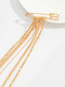 1pc Elegant Geometric CCB Beaded Teardrop Tassel Brooch, Suitable For Wedding Party, Vacation, Perfect Couple Gift, Birthday Surprise - Gold - View 4