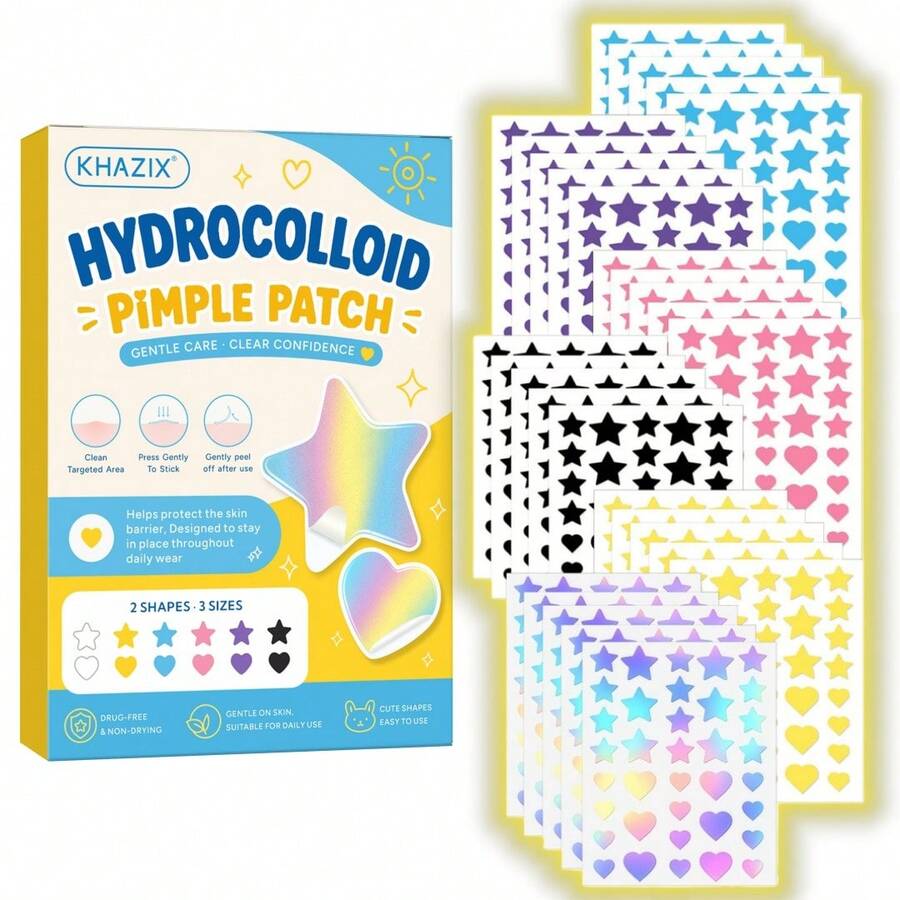 216/1080pcs Star Pimple Patches For Face Hydrocolloid, Absorbing Cover, Tea Tree, Hydrocolloid Acne Patch, Cute Star Pimple - Star - View 1