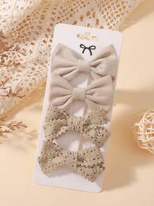 4pcs Fresh Style Children's Bow Hair Clips, Holiday Party Girls Ponytail Hair Accessories, Travel Style - Brown - View 9