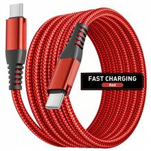 Tzlrxl USB C 轉 USB C 快充傳輸線，480Mbps 高速數據同步，耐用尼龍編織設計搭配合金接頭，適用手機與筆記型電腦 - 紅色 - 查看 10