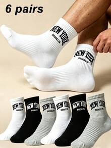 1/3/6 Pairs Men's Letter Solid Color Short Socks, Sweat-Absorbent Breathable Odor-Resistant Low-Cut Socks, Couple Socks, Unisex, Suitable For Daily Wear, Sports, Back To School Season, All Seasons - Multicolor - View 11