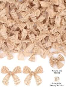 100pcs Mini Burlap Bows For DIY Crafts, Rustic Jute Ribbon Bows For Christmas Tree Wreath, Small Gift Wrapping Bowknots, Farmhouse Party Decor - 4.5cm X 4cm X 1cm - View 10