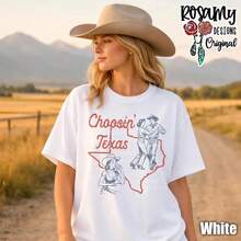 Camiseta Choosin' Texas, , Oversized, Estilo Western, Retro, Música Country, Estilo Rocker Cowgirl, Moderna - Blanco - Ver 4