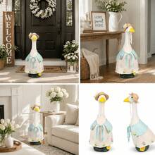 Frühlings-Blumen-Veranda-Gänse-Outfit-Set, geeignet für 23 Zoll Outdoor-Beton-Gänse-Dekoration, geeignet für Veranda, Rasengans, Garten-Gans Frühlingslandschaft, Feiertags-Outdoor-Dekoration Gänse-Outfit (Gänse-Skulptur nicht enthalten) - Gans-Outfit - Übersicht 9