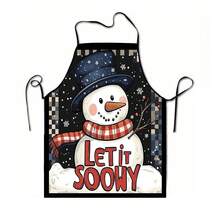 1pc Christmas Santa, Christmas Bell, Christmas Snowflake, Christmas Reindeer, Christmas Tree, Christmas Snowman, Christmas Penguin, Christmas Cartoon Animal Pattern Chef Apron, Apron, Suitable For Home Decor And Kitchen Use. Made Of 100% Polyester Material, Designed As Sleeveless Style, Perfect For Home Kitchen, Outdoor BBQ Cooking. This Printed Apron Is Unisex, Machine Washable And Reusable, An Essential Kitchen Item - Multicolor - View 9